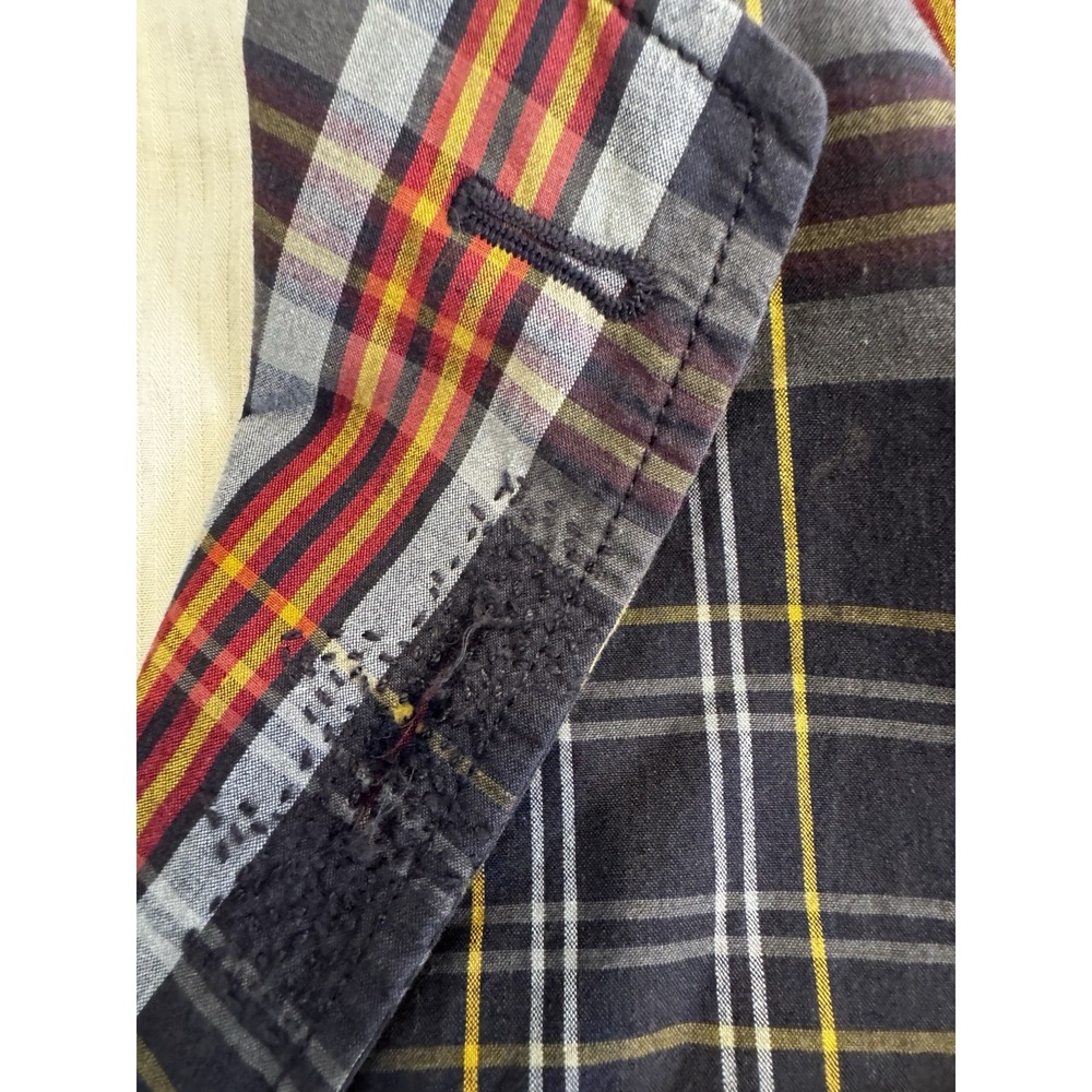Ralph‎ Lauren Madras Plaid Blazer Jacket Plaid Distressed VTG Medium Men - Picture 3 of 8